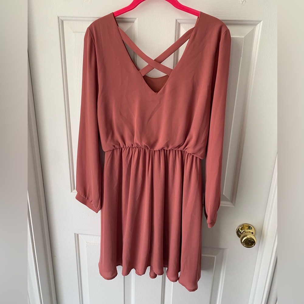 Dusty Rose long sleeve mini dress - Picture 3 of 6